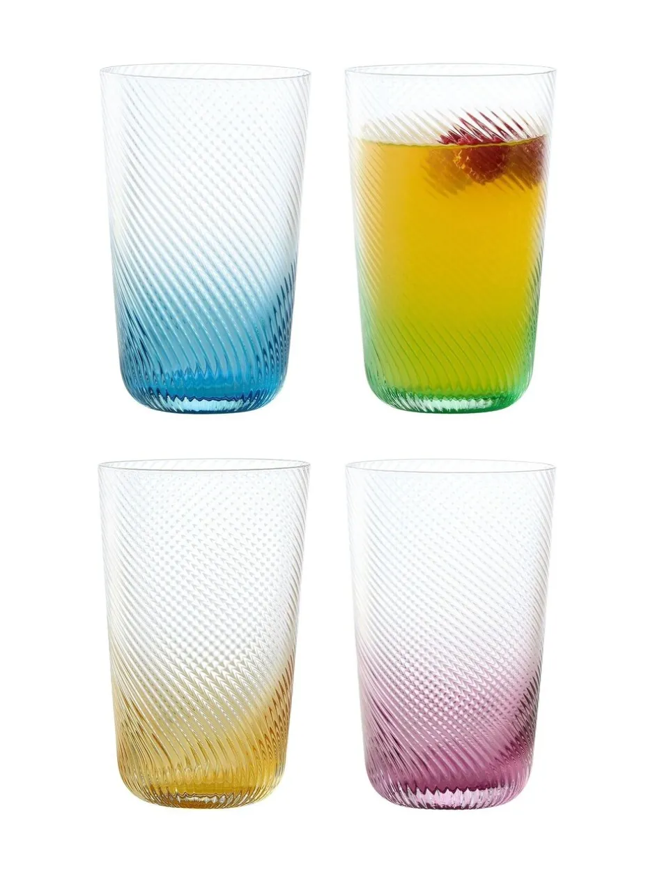 Glas*Anton Studio Designs Set of 4 Swirl Hiball Tumblers