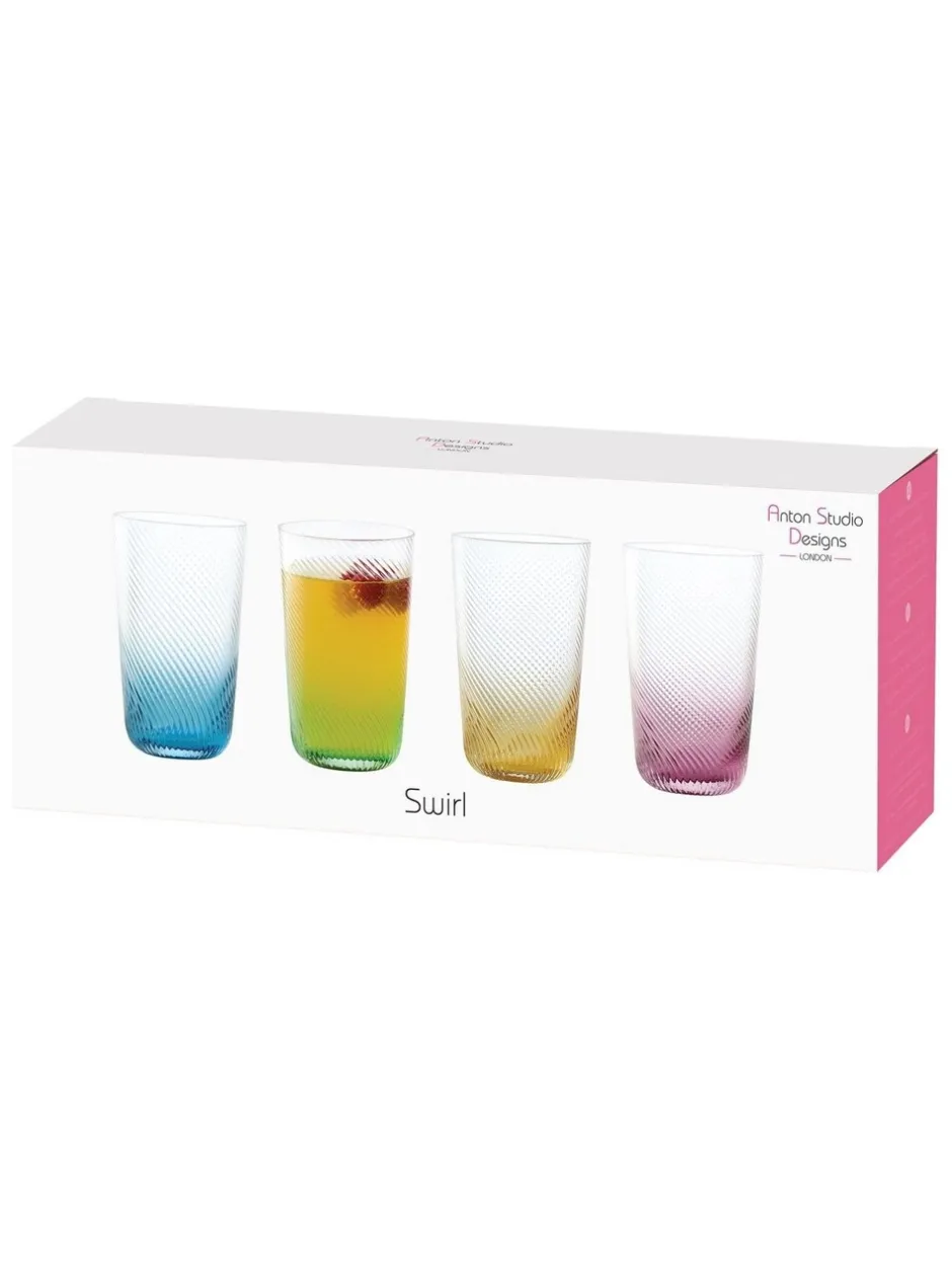 Glas*Anton Studio Designs Set of 4 Swirl Hiball Tumblers