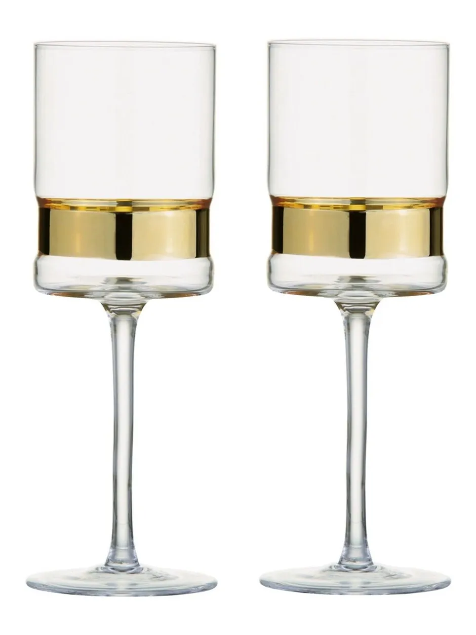 Glas|Anton Studio Designs Set van 2 SoHo wijnglazen Goud