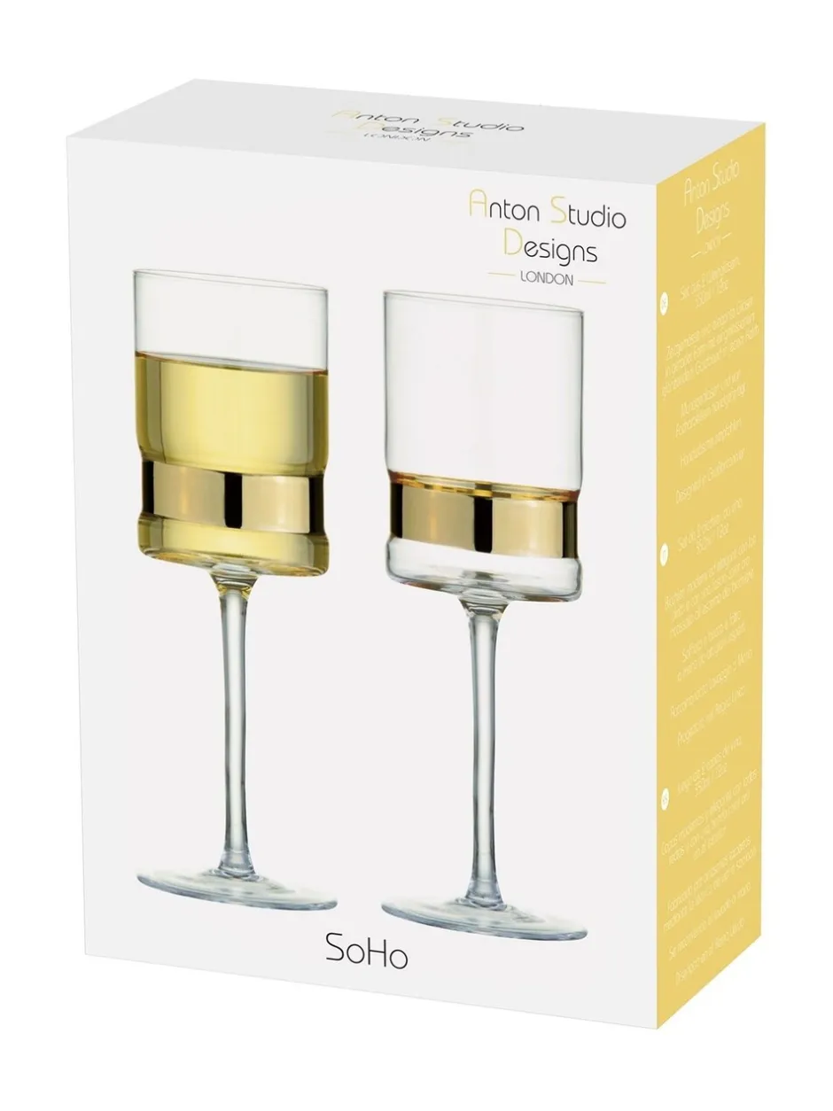 Glas|Anton Studio Designs Set van 2 SoHo wijnglazen Goud