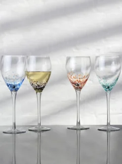 Glas*Anton Studio Designs set van 4 gespikkelde wijnglazen