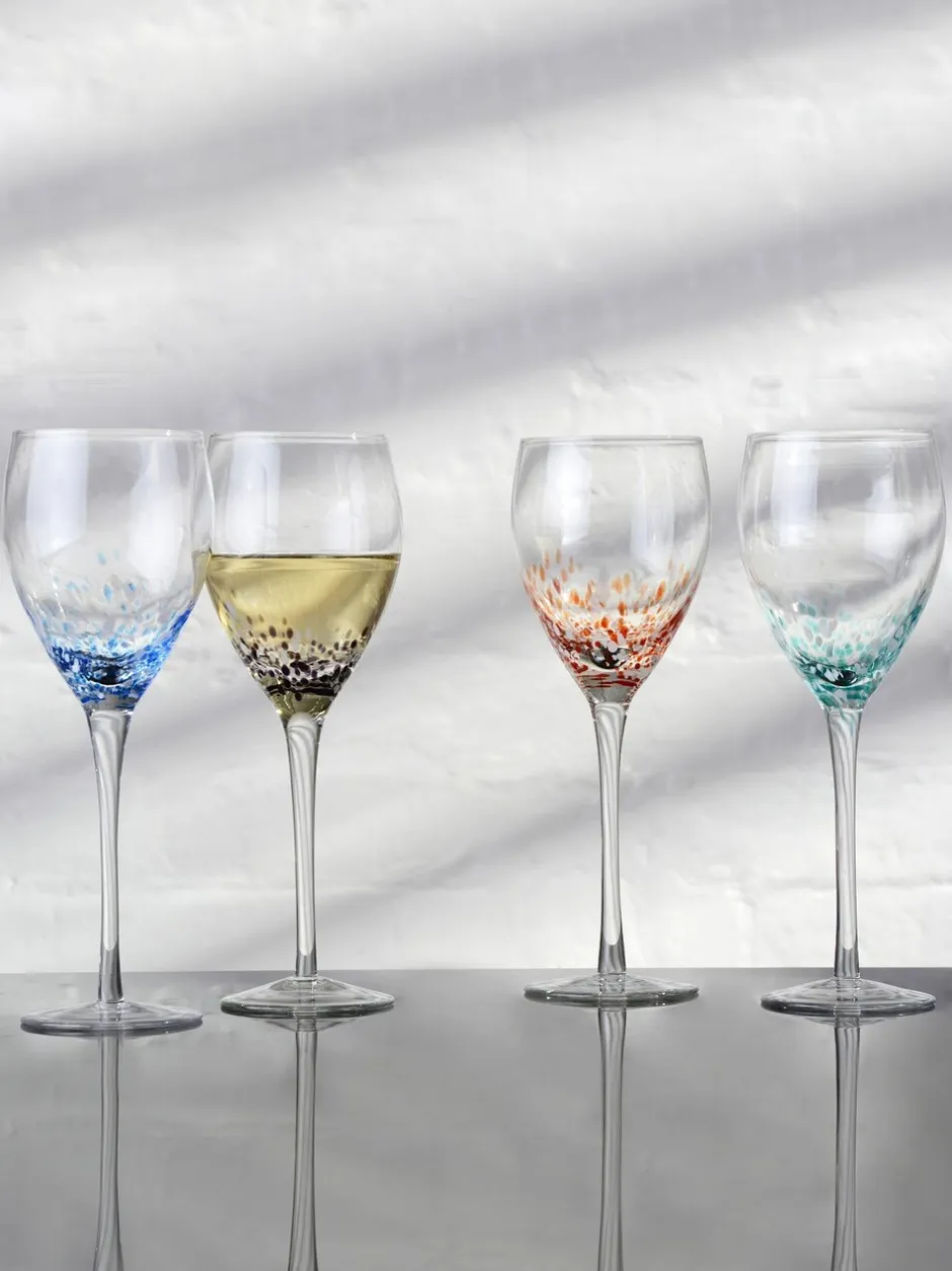 Glas*Anton Studio Designs set van 4 gespikkelde wijnglazen