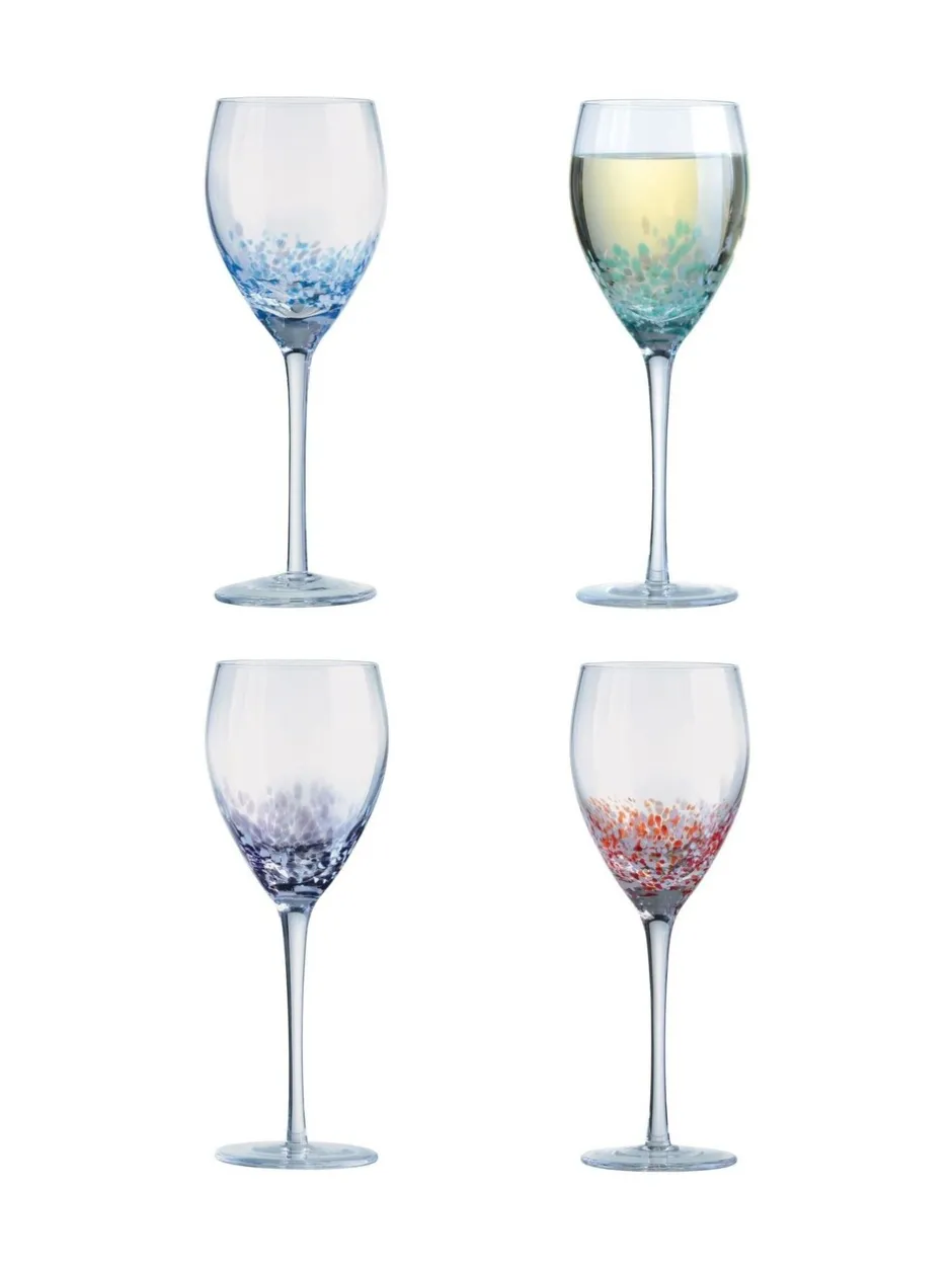 Glas*Anton Studio Designs set van 4 gespikkelde wijnglazen