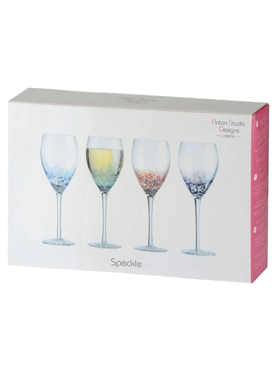 Glas*Anton Studio Designs set van 4 gespikkelde wijnglazen