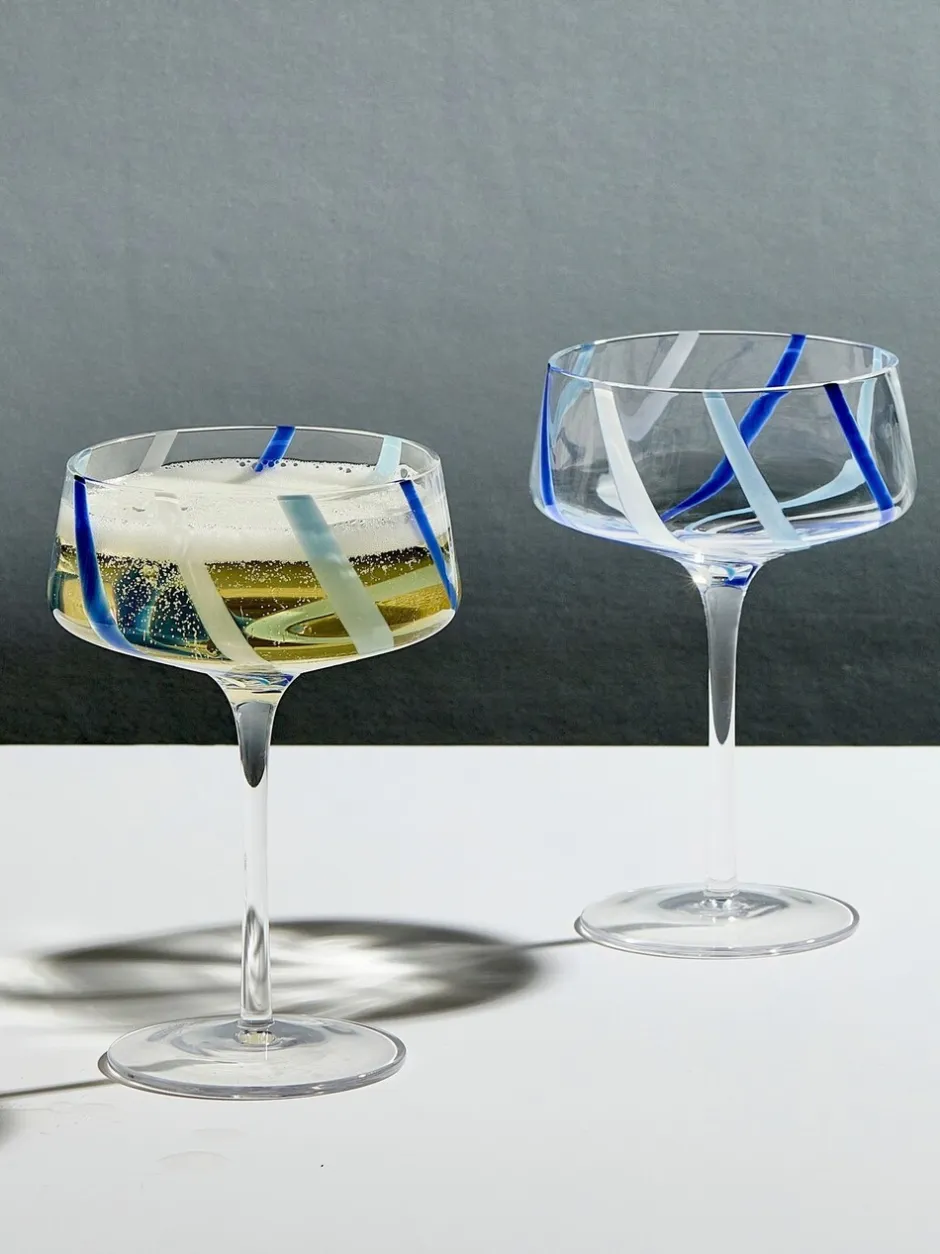 Glas*Anton Studio Designs set van 2 Rio champagnecoupes Azuur