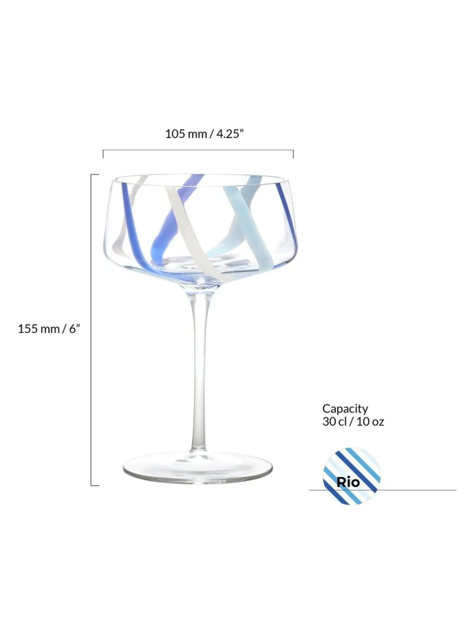 Glas*Anton Studio Designs set van 2 Rio champagnecoupes Azuur