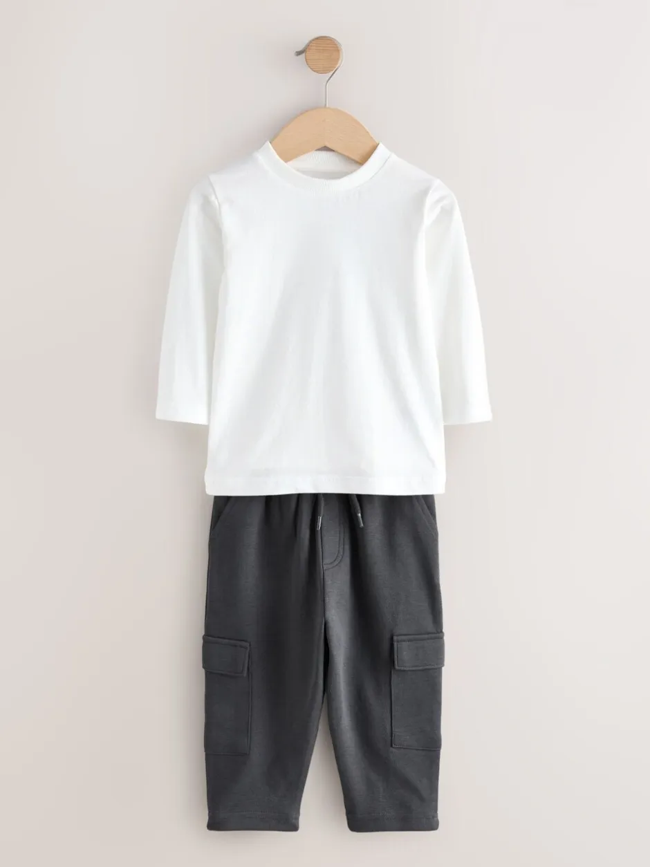 Sets En Combisets|Jassen En Jacks|Next Antraciet - 3 -delige set van T-shirt en joggingbroeken (3mnd-7jr)