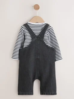 Sets En Combisets|Rompertjes En Tuinbroeken|Next - Babyset van denim bretelbroeken en bodysuit (0 mnd - 2 jr) Antraciet