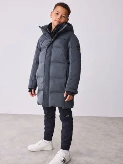 Schoolkleding|Jassen En Jacks*Baker by Ted Baker - regenbestendige gewateerde lange jas Antraciet