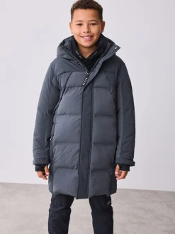 Schoolkleding|Jassen En Jacks*Baker by Ted Baker - regenbestendige gewateerde lange jas Antraciet