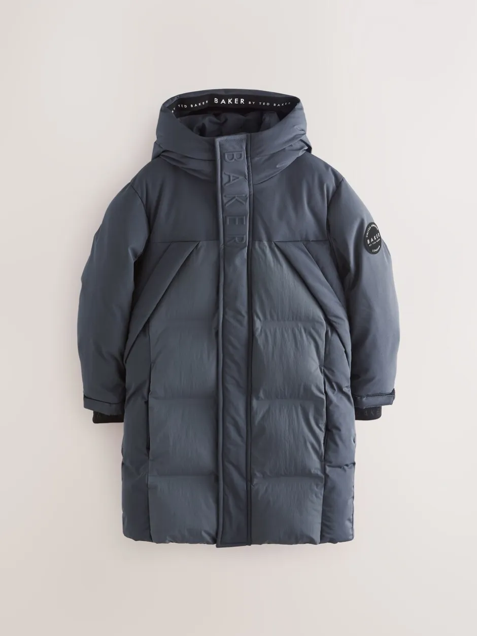 Schoolkleding|Jassen En Jacks*Baker by Ted Baker - regenbestendige gewateerde lange jas Antraciet