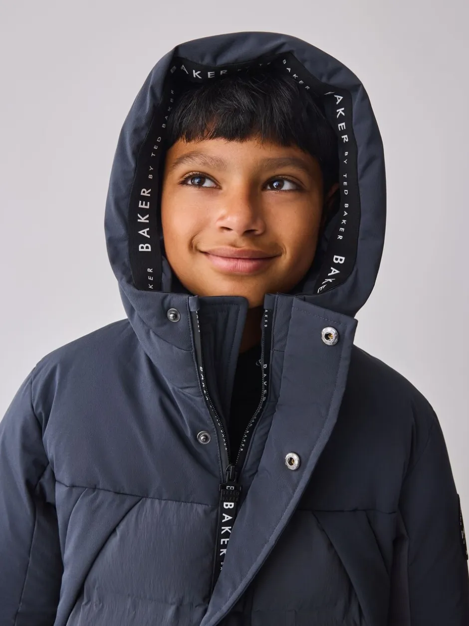 Schoolkleding|Jassen En Jacks*Baker by Ted Baker - regenbestendige gewateerde lange jas Antraciet
