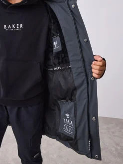 Schoolkleding|Jassen En Jacks*Baker by Ted Baker - regenbestendige gewateerde lange jas Antraciet