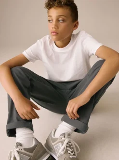 Broeken En Chino's*Next - Broek met geribde elastische taille (3-16 jr) Antraciet