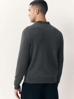 Gebreide Kleding*Next - Effen - Regular Fit Cotton Rich Crew Neck Jumper Antraciet