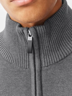 Gebreide Kleding|Next Antraciet - Effen - Regular fit 100% katoenen premium trui met korte rits