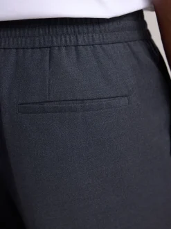 Formele Broek*Next - Elasticated Waist Wool Rich Textured Formal Trousers Antraciet
