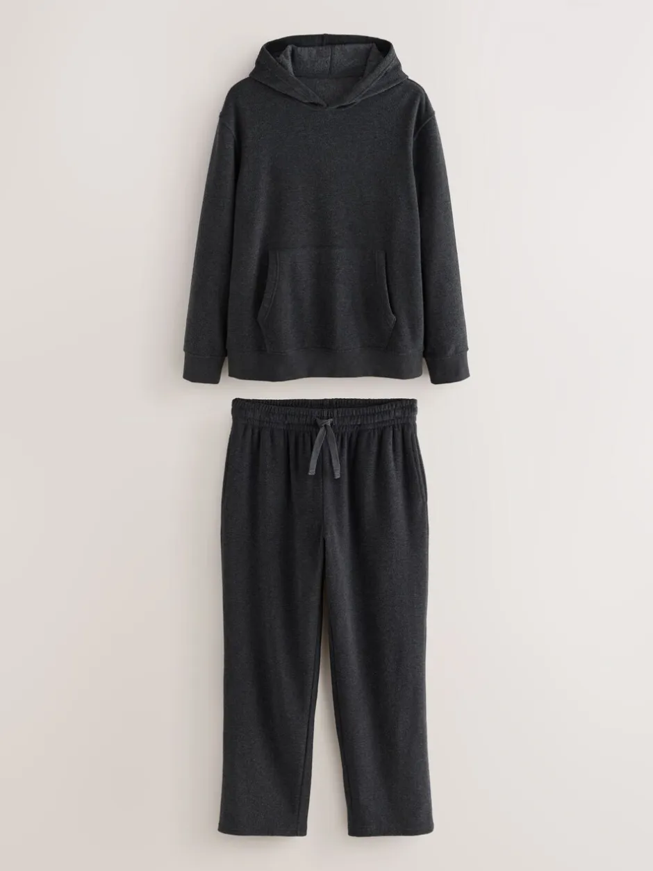 Pyjama's|Loungewear|Next Antraciet - Hooded Towelling Pyjamas Set
