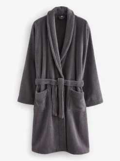 Loungewear|Kamerjassen En Badjassen*Next Antraciet - Katoenen kamerjas van badstof