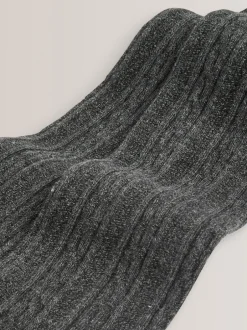 Sokken En Panty's|Next Antraciet - Maillot met hoog katoengehalte en kabelpatroon