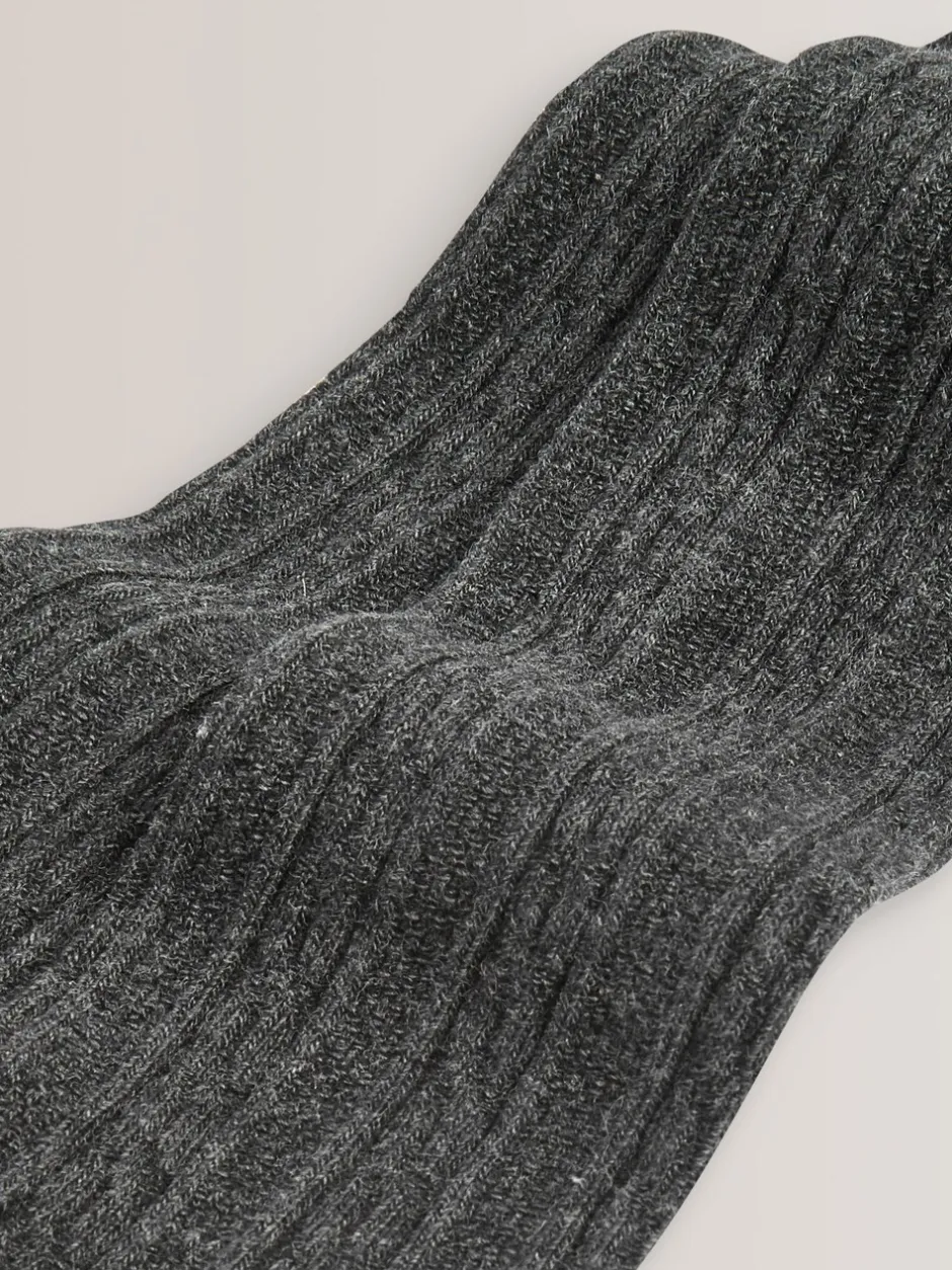 Sokken En Panty's|Next Antraciet - Maillot met hoog katoengehalte en kabelpatroon