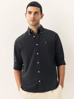 Formele Overhemden|Shirts|Next Antraciet - Normale Pasvorm - Oxford-hemd met lange mouwen