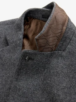 Blazers En Business-Jasjes|Next - Normale Pasvorm - Blazer met visgraatmotief en hoog wolgehalte Antraciet