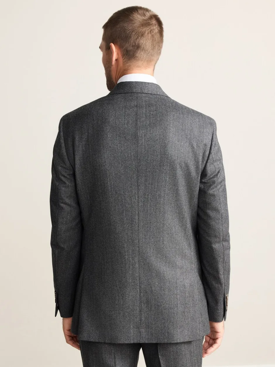 Pakken|Next Antraciet - Regular Fit Signature Marzotto 100% Italian Wool Herringbone Suit Jacket