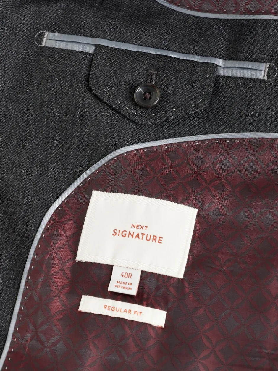 Blazers En Business-Jasjes|Pakken|Next - Regular Fit Signature Nova Fides 100% Italian Wool Suit Jacket Antraciet