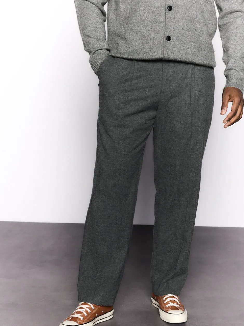 Formele Broek|Broeken En Chino's|Next - Regular Fit Smart Brushed Cotton Textured Trousers Antraciet