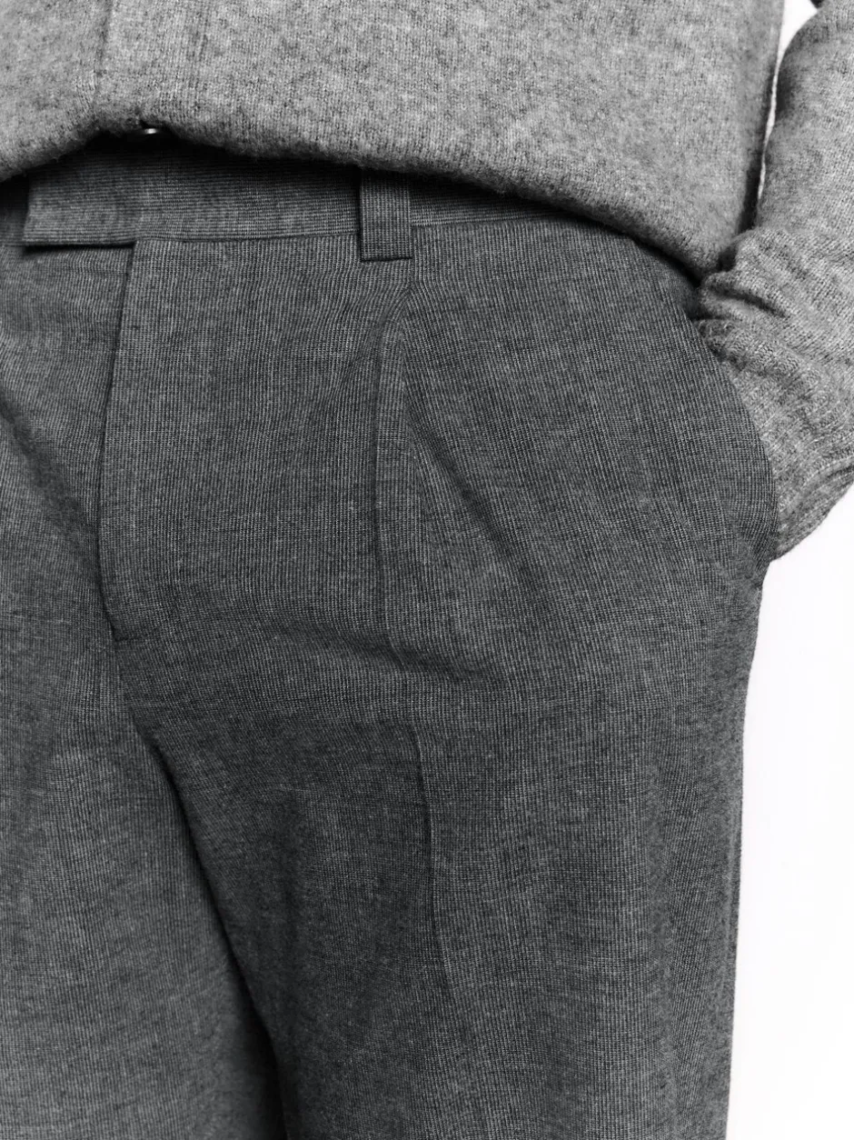 Formele Broek|Broeken En Chino's|Next - Regular Fit Smart Brushed Cotton Textured Trousers Antraciet