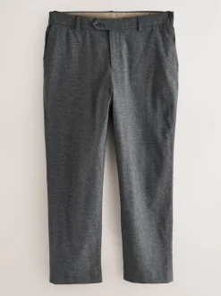 Formele Broek|Broeken En Chino's|Next - Regular Fit Smart Brushed Cotton Textured Trousers Antraciet