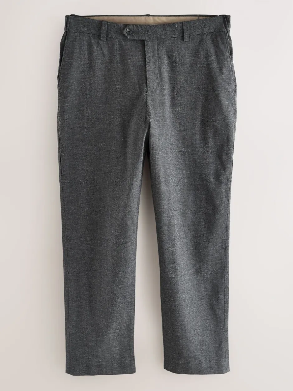 Formele Broek|Broeken En Chino's|Next - Regular Fit Smart Brushed Cotton Textured Trousers Antraciet