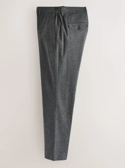 Formele Broek|Broeken En Chino's|Next - Regular Fit Smart Brushed Cotton Textured Trousers Antraciet