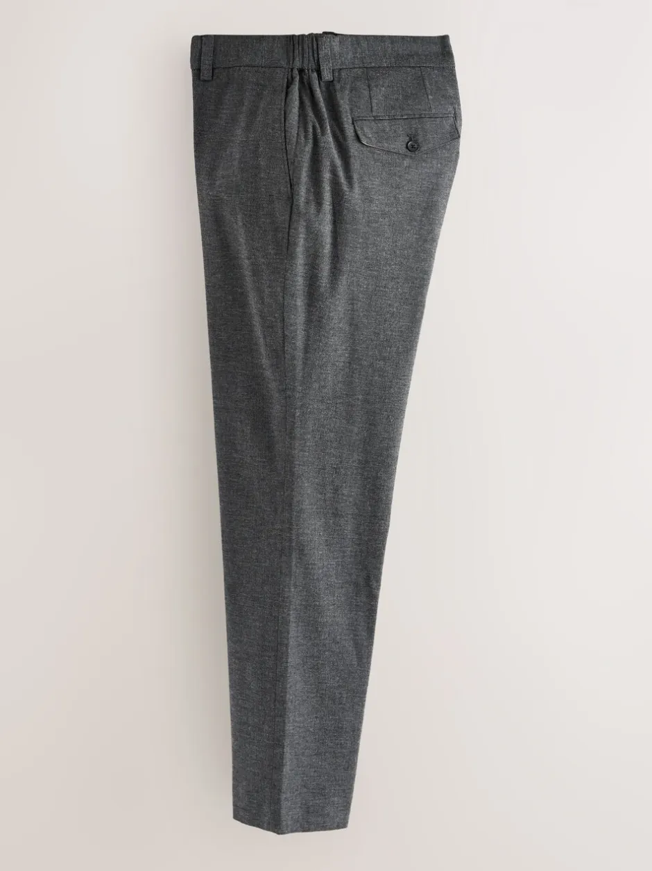 Formele Broek|Broeken En Chino's|Next - Regular Fit Smart Brushed Cotton Textured Trousers Antraciet