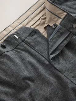 Formele Broek|Broeken En Chino's|Next - Regular Fit Smart Brushed Cotton Textured Trousers Antraciet
