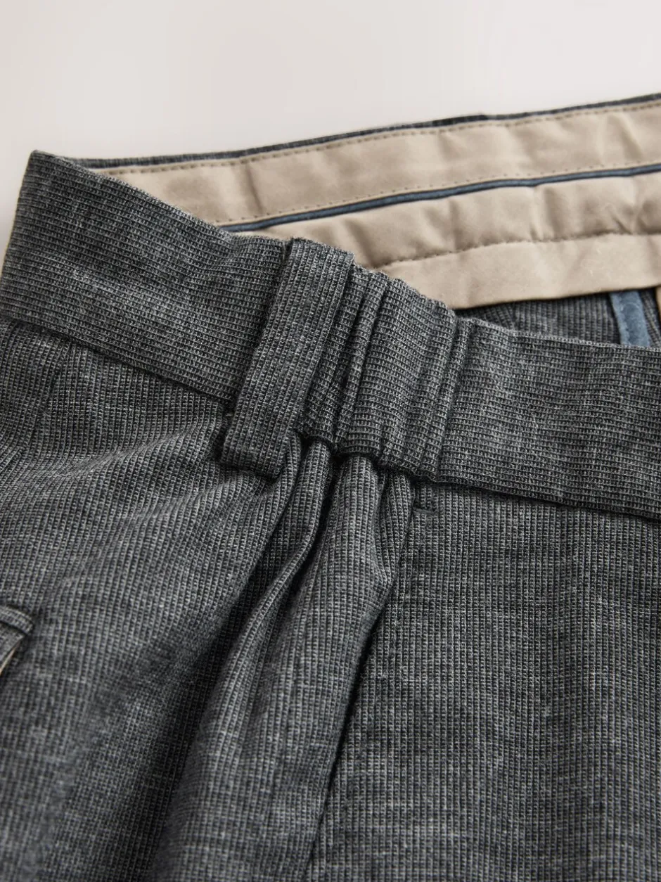 Formele Broek|Broeken En Chino's|Next - Regular Fit Smart Brushed Cotton Textured Trousers Antraciet