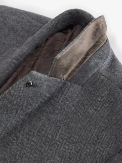 Blazers En Business-Jasjes|Next - Slim Fit - Blazer met visgraatmotief en hoog wolgehalte Antraciet