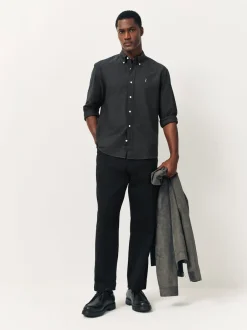 Formele Overhemden|Shirts*Next Antraciet - Slim Fit - Oxford-hemd met lange mouwen