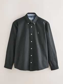 Formele Overhemden|Shirts*Next Antraciet - Slim Fit - Oxford-hemd met lange mouwen