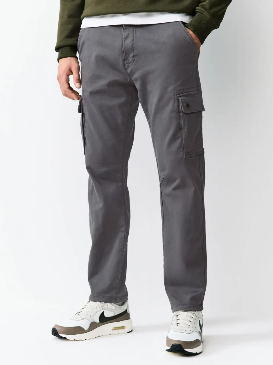 Broeken En Chino's*Next - Slim Fit Motionflex Strech Cargo Trousers Antraciet