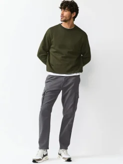 Broeken En Chino's*Next - Slim Fit Motionflex Strech Cargo Trousers Antraciet