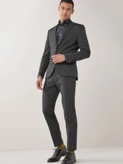 Blazers En Business-Jasjes|Pakken*Next - Strakke Pasvorm - Kostuum met twee knopen: colbert Antraciet