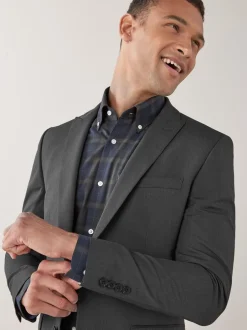Blazers En Business-Jasjes|Pakken*Next - Strakke Pasvorm - Kostuum met twee knopen: colbert Antraciet