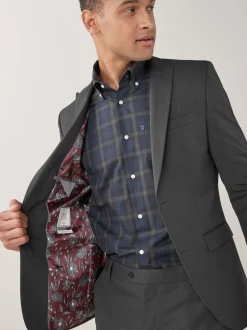 Blazers En Business-Jasjes|Pakken*Next - Strakke Pasvorm - Kostuum met twee knopen: colbert Antraciet