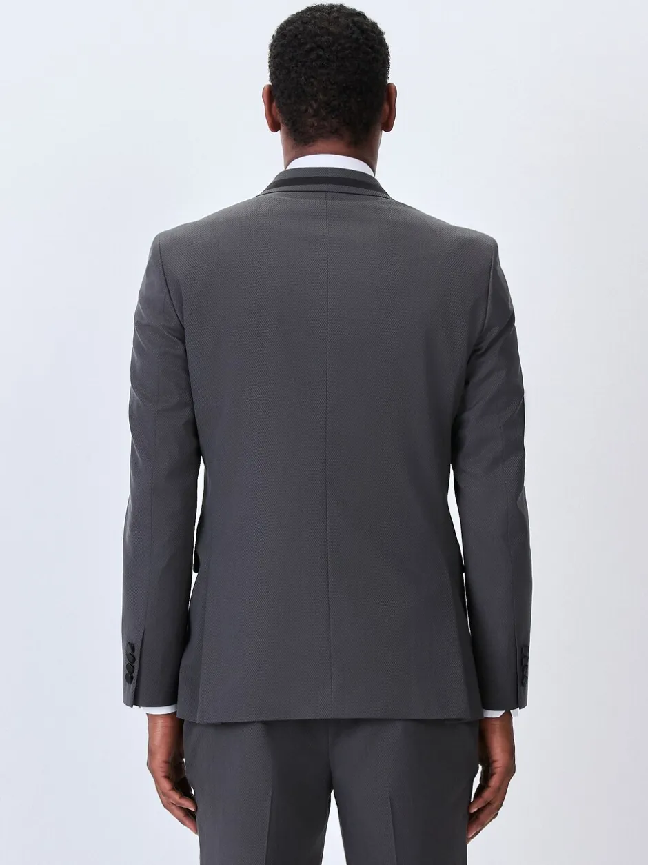 Smokings En Feestkleding*Next Antraciet - Strakke Pasvorm - Inset Lapel Detail Tuxedo Suit Jacket