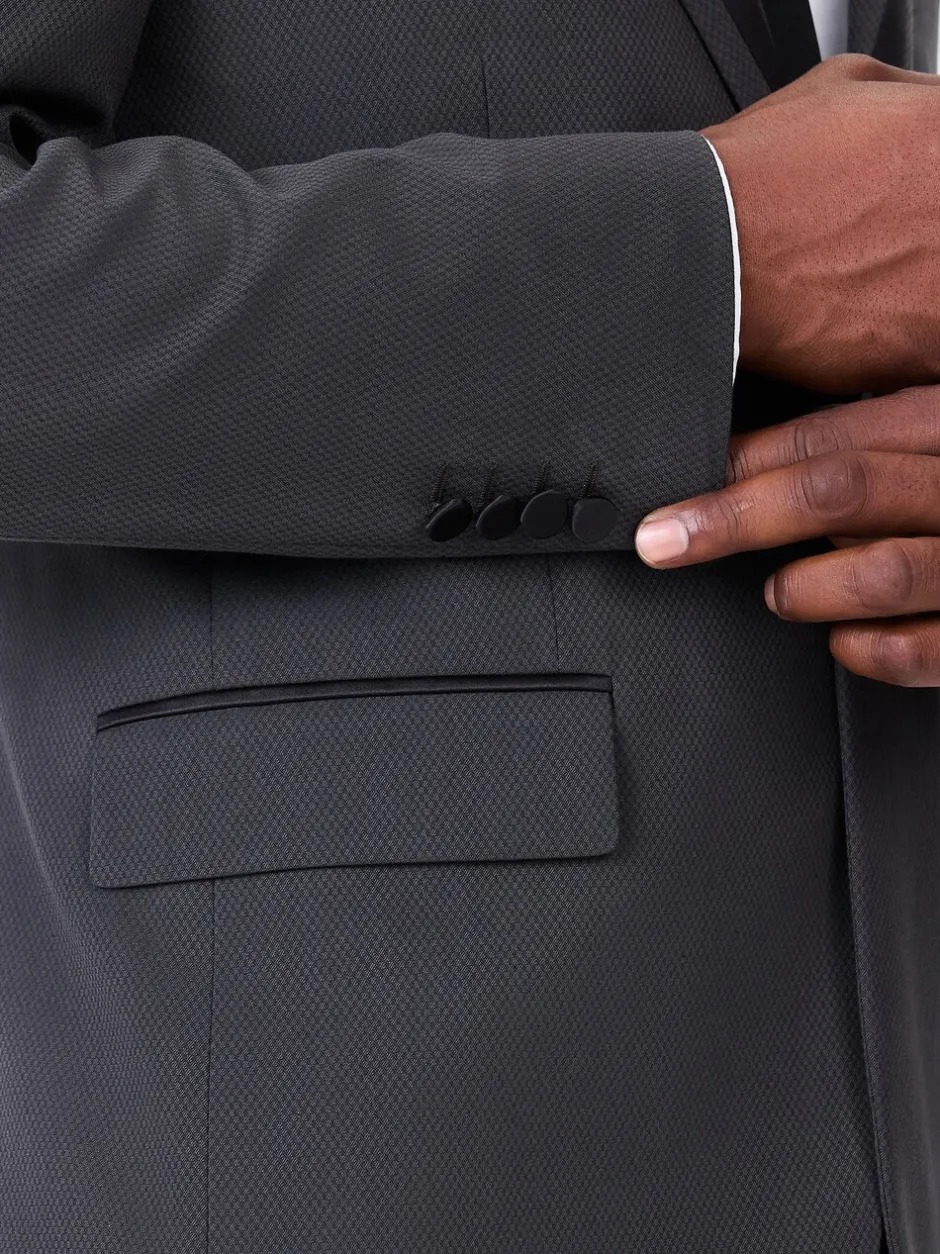 Smokings En Feestkleding*Next Antraciet - Strakke Pasvorm - Inset Lapel Detail Tuxedo Suit Jacket