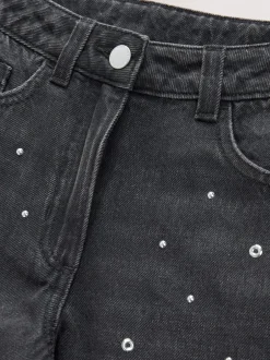 Jeans|Next Antraciet - Stud Embellished Wide Leg Jeans (3-16yrs)