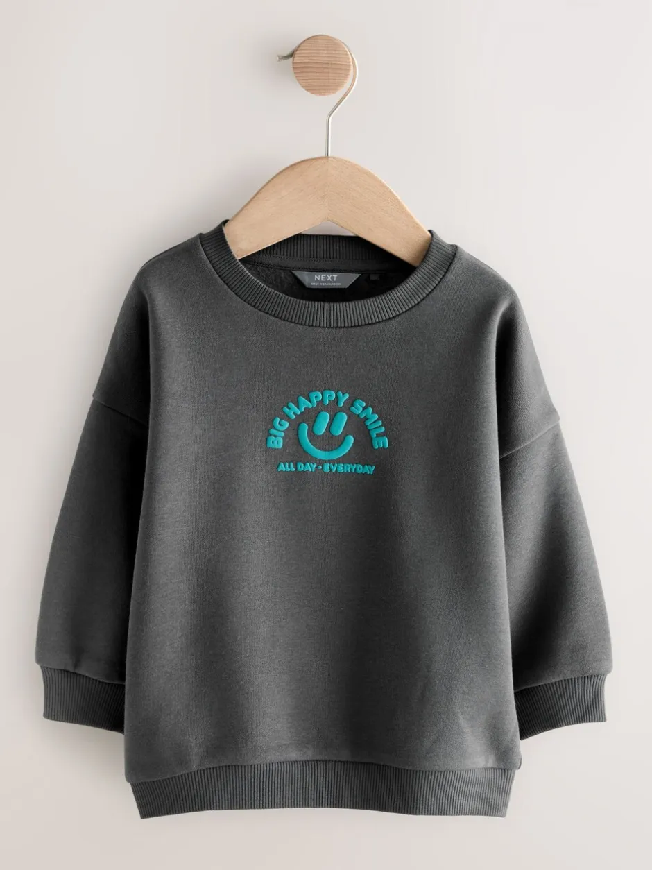 Truien En Breisels|Sweaters En Hoody´S|Next Antraciet - Sweatshirt met ronde hals en all-over print (3 mnd - 7 jr)