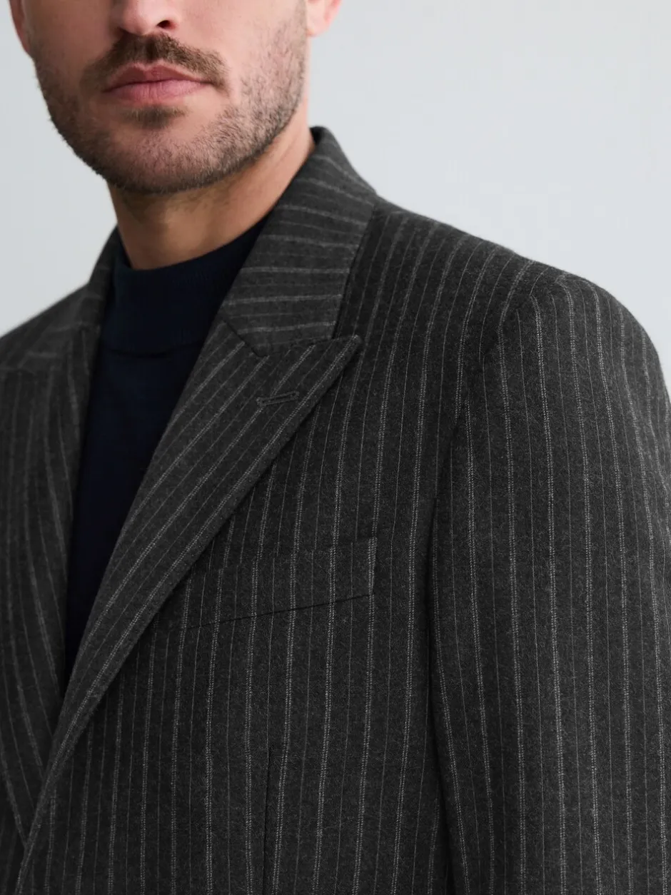 Pakken*Next Antraciet - Tailored Fit Signature Empire Mills 100% British Wool Stripe Suit Jacket